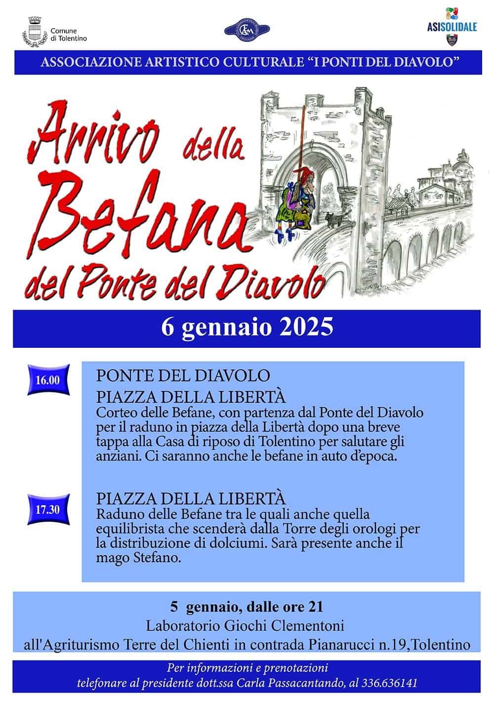Arrivo della Befana del Ponte del Diavolo