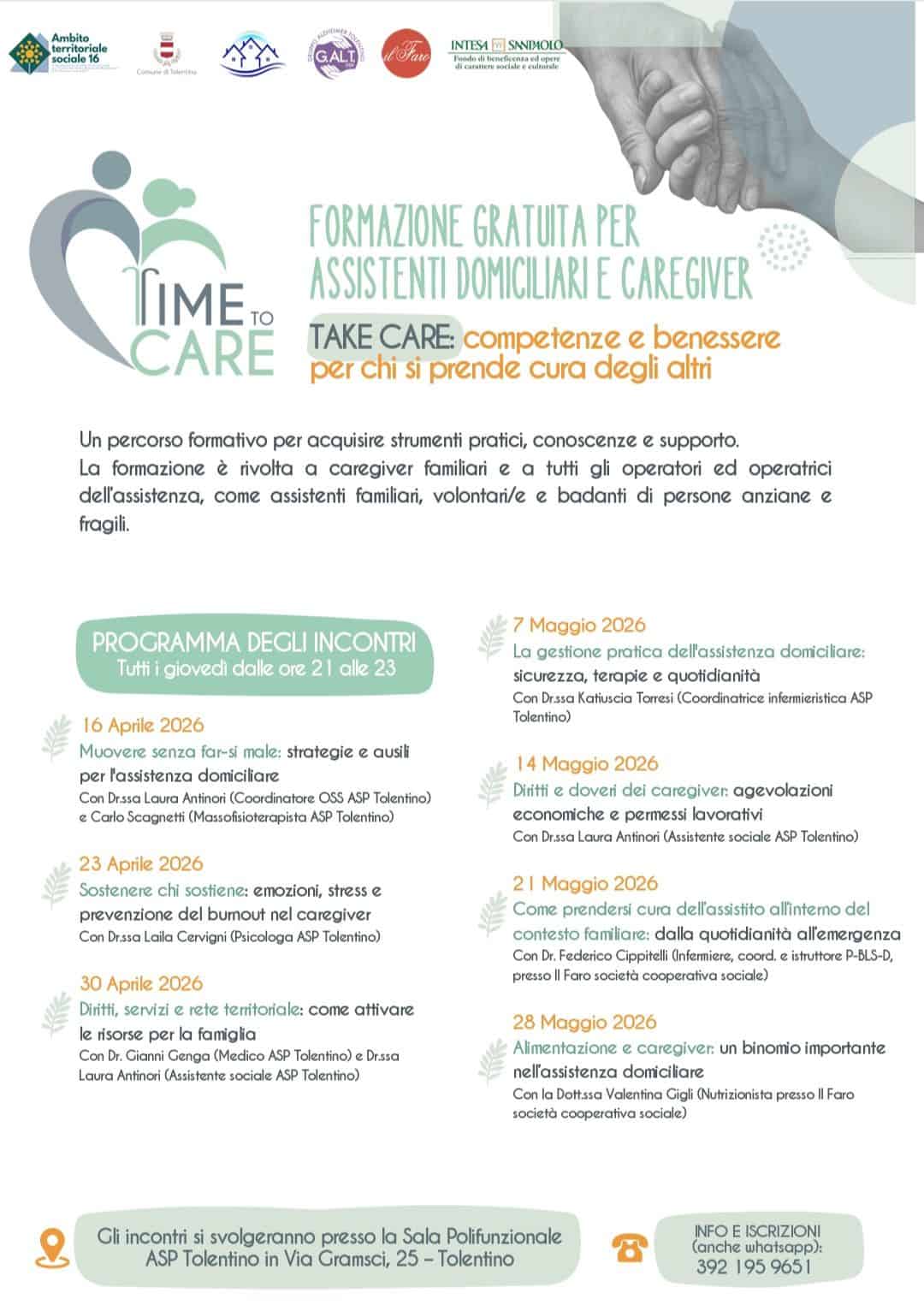 Formazione gratuita per assistenti domiciliari e caregiver