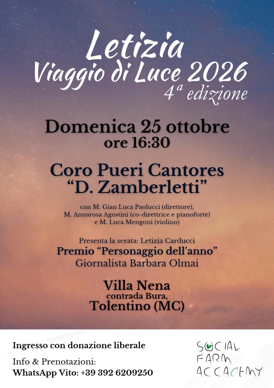 Letizia Viaggio di Luce 2026 - 4^ edizione